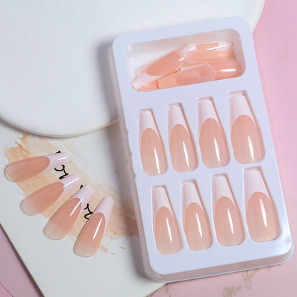 Long square french Nails-527- FREE Nail-kit included with this Nails pack-CL