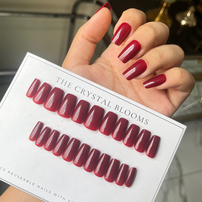 Nails-01-Reddish Maroon Square nails
