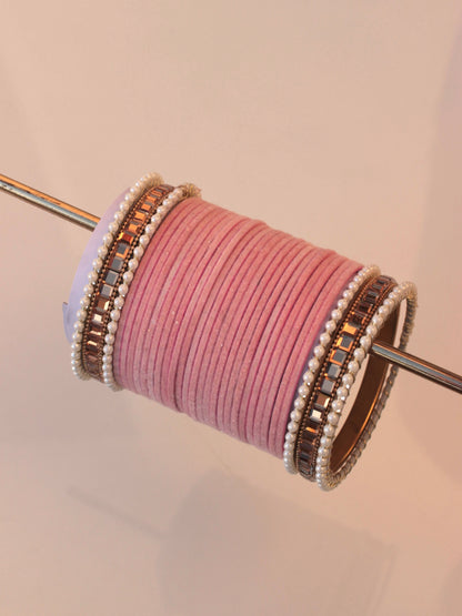 Velvet Empress Bangle Set-8-Baby Pink