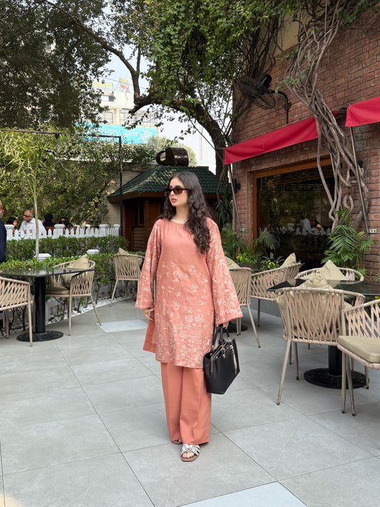 Peach Cloud - 2 pc Stitched