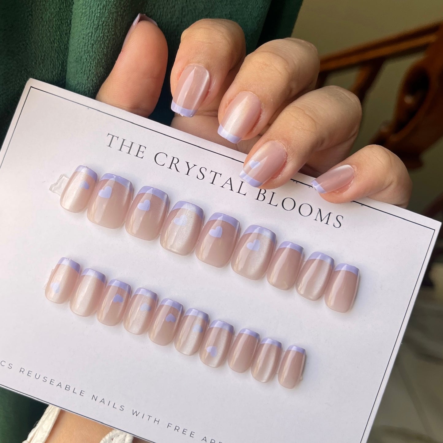 Nails-840- Cat eye Nails-Free 24 -pc Sticker Sheet  included