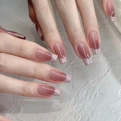 French Brown and Mauve Nails-909-Free 4 pc nail kit included