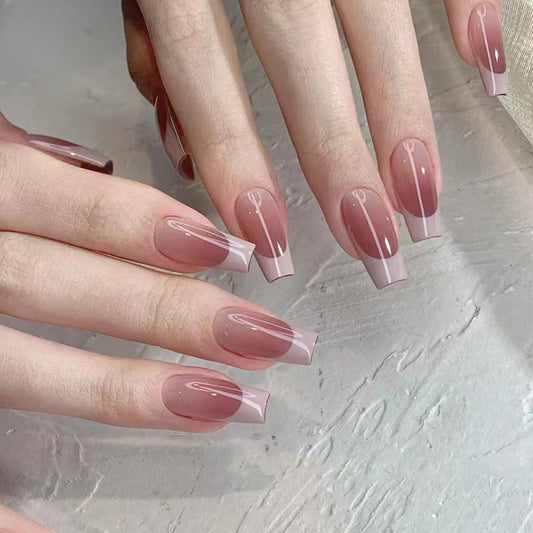 French Brown and Mauve Nails-909-Free 4 pc nail kit included