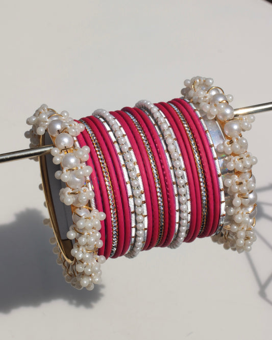 Dotted Noor-e-Moti-Radical Red