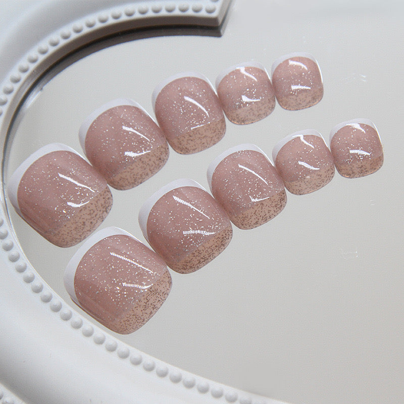 Shimmer French Toe Nails-152 - Free 4 pc nail kit included