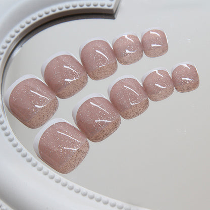 Shimmer French Toe Nails-152 - Free 4 pc nail kit included