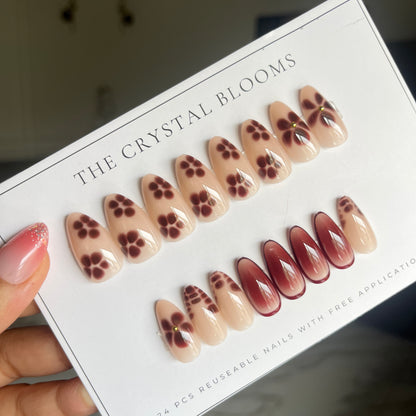 Premium 3D Nails-4143-Almond nails- Free 24 -pc Sticker Sheet  included