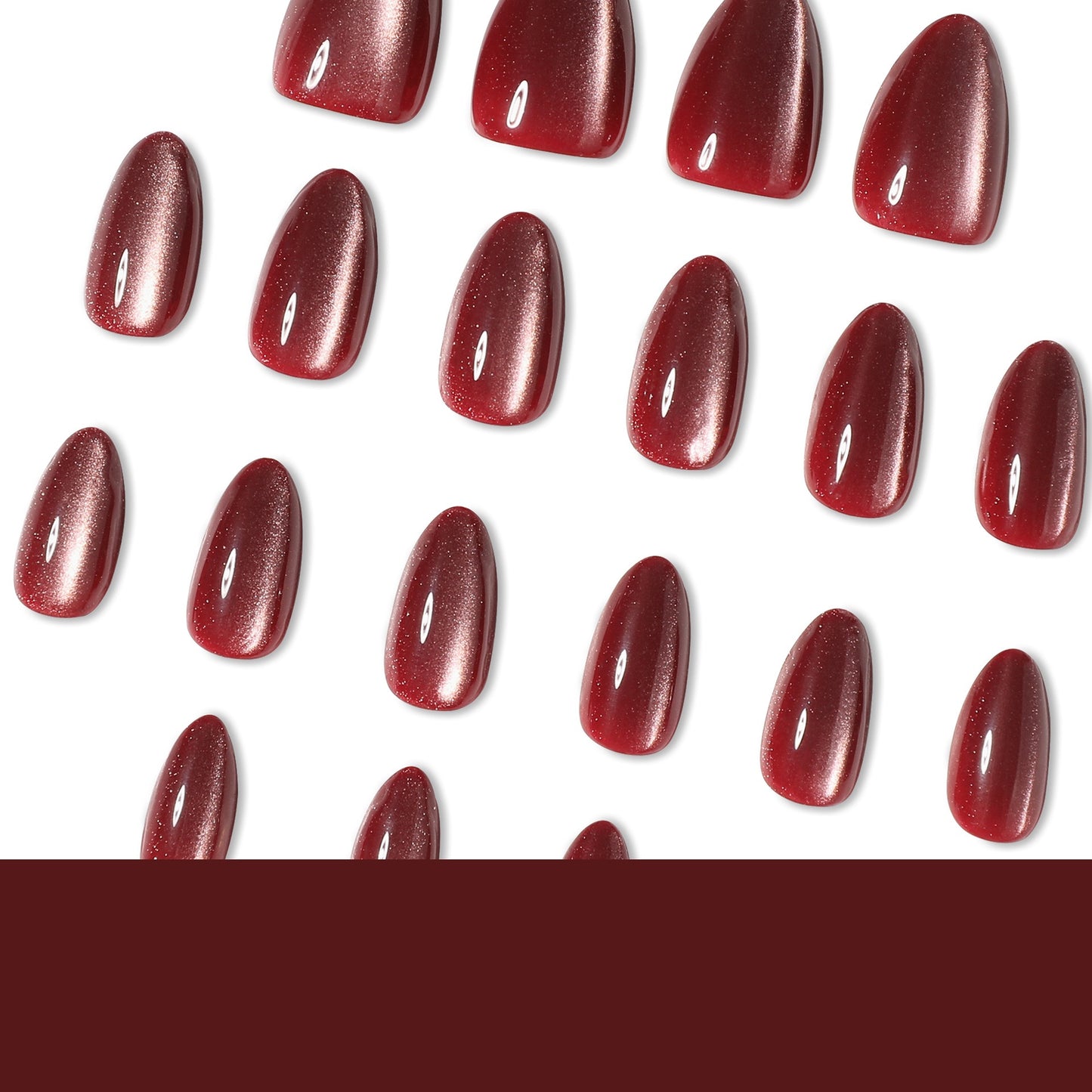 Cat Eye Nails-4504J-Almond nails- Free 24pc Sticker Sheet included