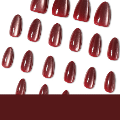 Cat Eye Nails-4504J-Almond nails- Free 24pc Sticker Sheet included
