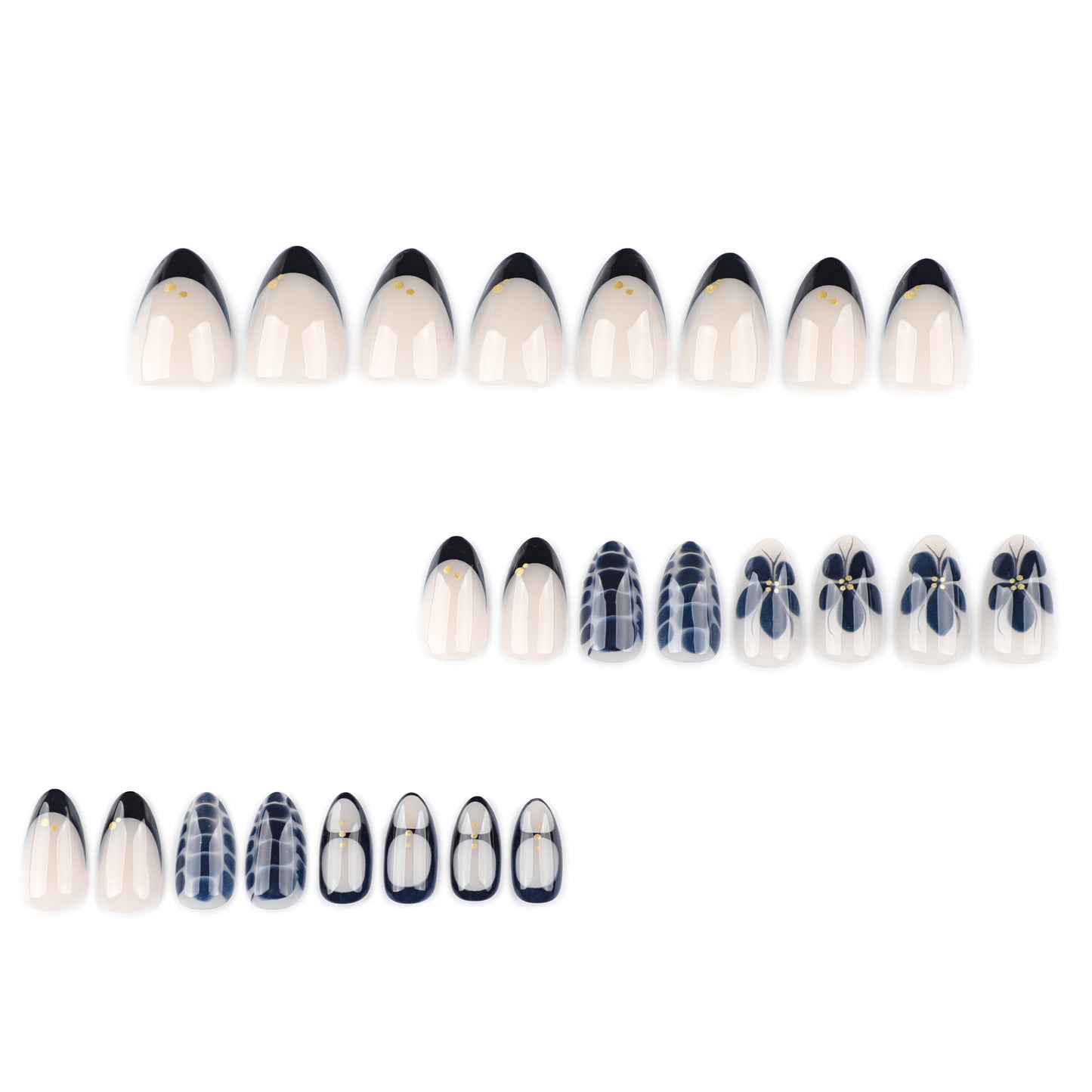 Nails-4046-Medium Length Almond nails- Free 24 pc Sticker Sheet included