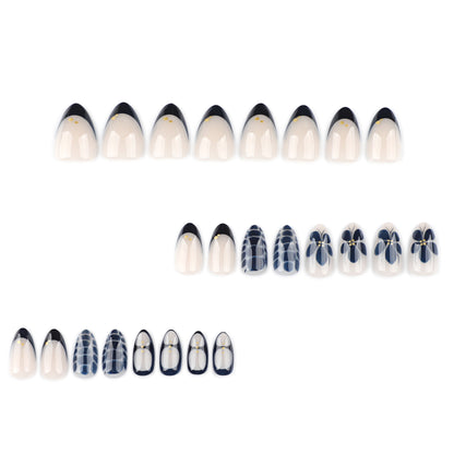 Nails-4046-Medium Length Almond nails- Free 24 pc Sticker Sheet included