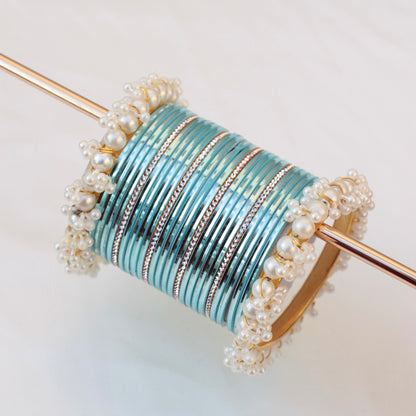 Mila Bangle Set-Light blue-1