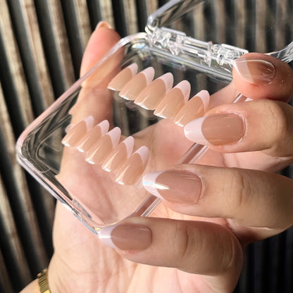 Nails-091-Hailey Chrome Pink Tips French Nails