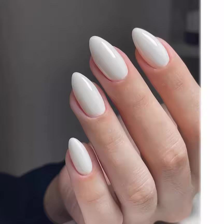 Minimalist white Nails-838