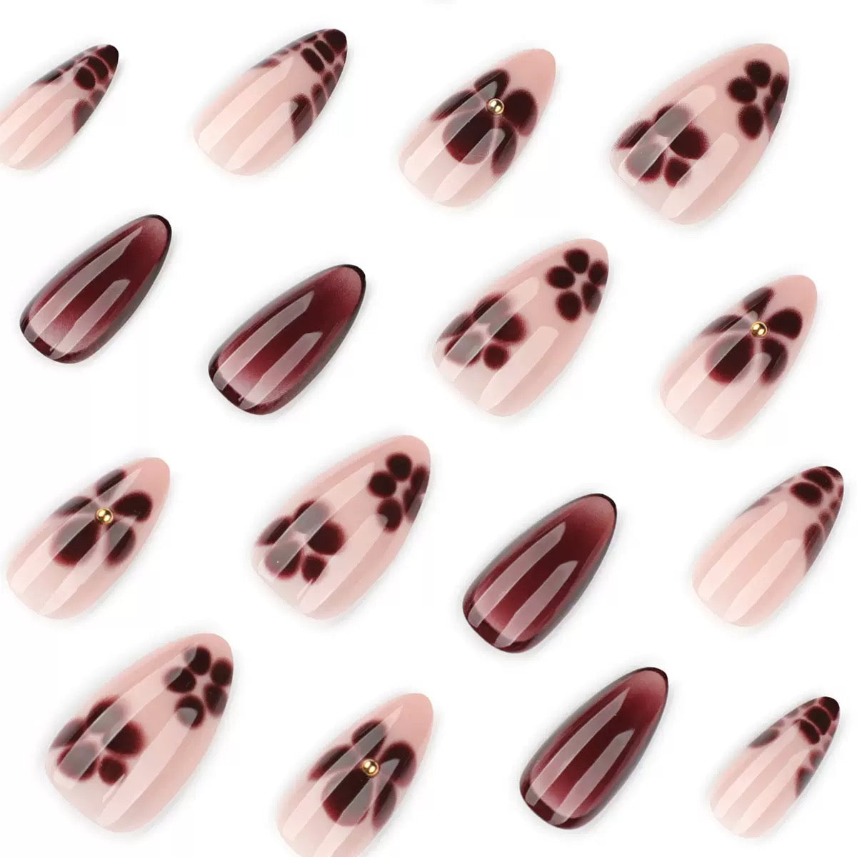 Premium 3D Nails-4143-Almond nails- Free 24 -pc Sticker Sheet  included