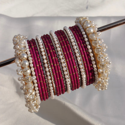 Rian Bangle Set-Darkest Pink