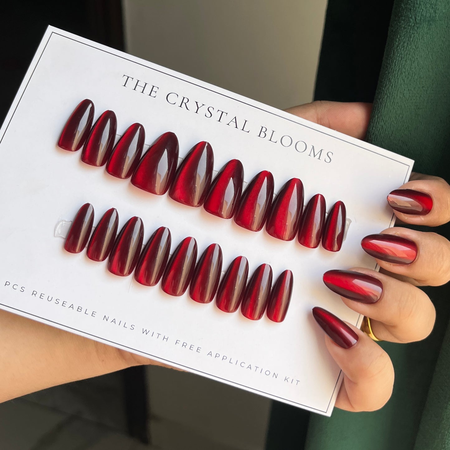 Cat eye handmade Nails -07- Free 24 pc Sticker Sheet  included-n
