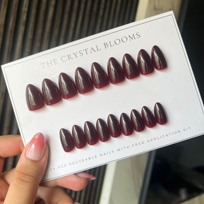 Nails-GD35- Premium Darkest Maroon Nails-n