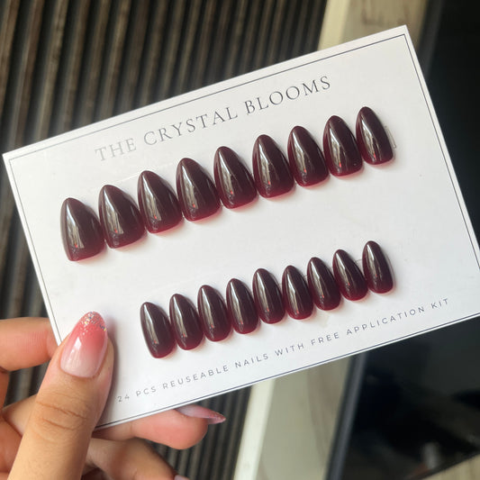 Nails-GD35- Premium Darkest Maroon Nails-n