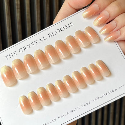 Nails-113-Gradient OrN nails- Free 24pc Sticker Sheet included
