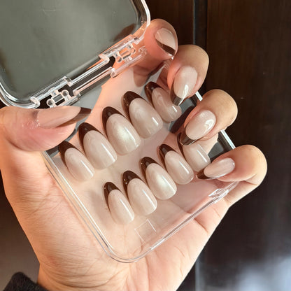 [Premium] Cat-eye reflective Nails-4179-Almond nails- Free 24 -pc Sticker Sheet  included