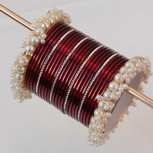 Mila Bangle Set-maroon