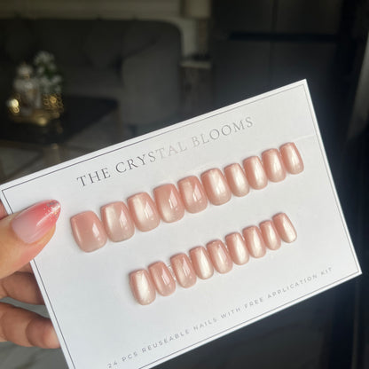 Cat eye handmade Nails -001- Free 24 pc Sticker Sheet included-n