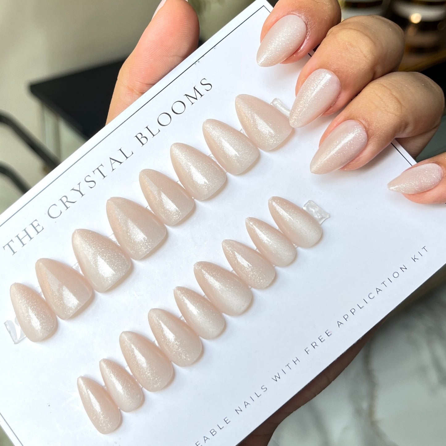 3D Handmade Cat-eye Pink + Shimmer Nails - 1886-Free 24 pc Sticker Sheet  included
