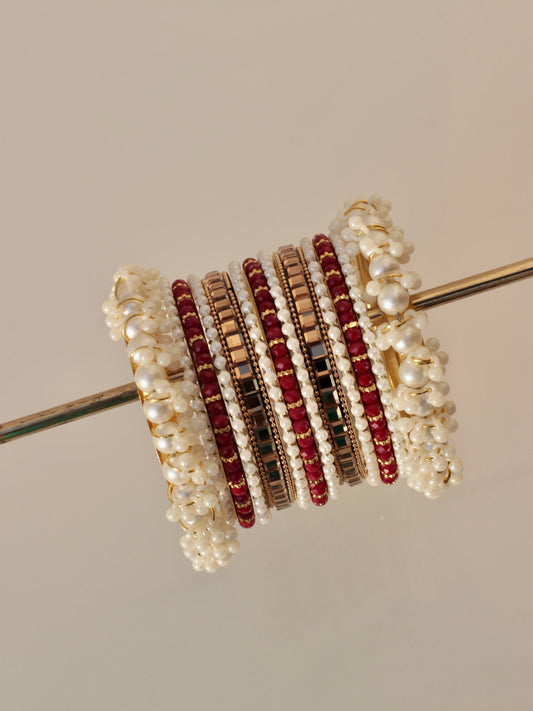 Celeste Pearlé Bangle Set-2-Maroon