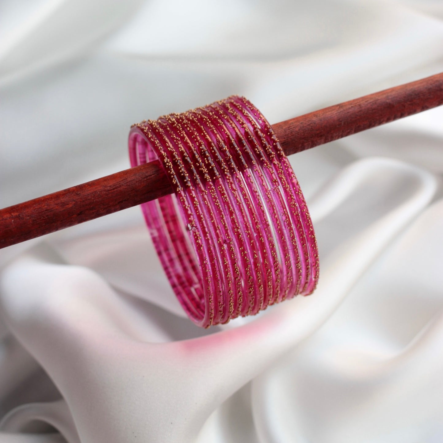 Drops- Viral Handmade Glass Bangles-Shocking Pink #10
