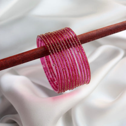 Drops- Viral Handmade Glass Bangles-Shocking Pink #10