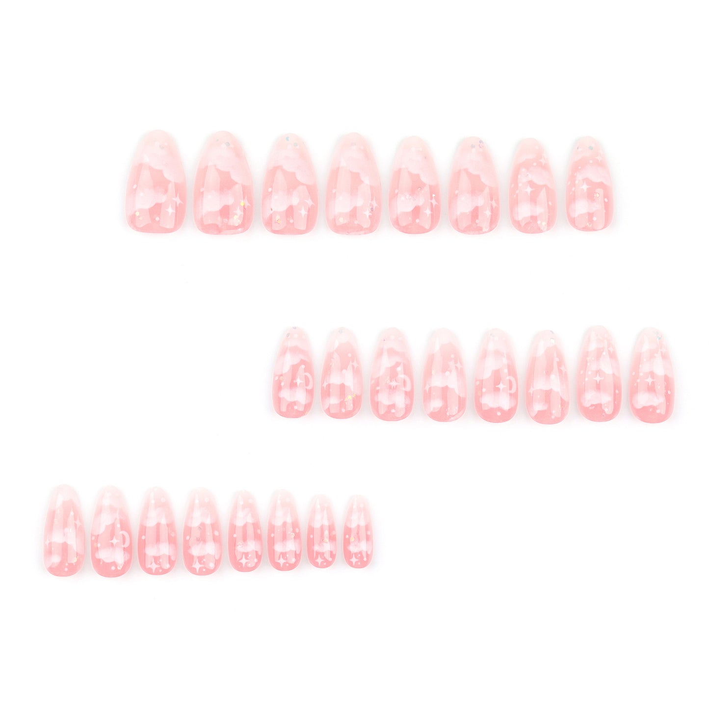 Nails-3125-Medium Length Almond nails with glitter - Free 4 pc nail kit included