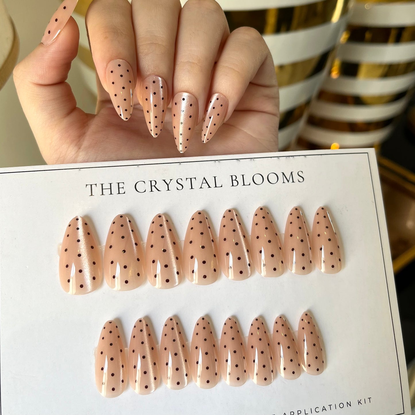[PREMIUM] Nails-4349J- Cateye 3D Almond nails- Free 24pc Sticker Sheet included