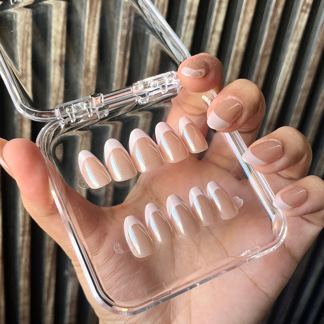Nails-091-Hailey Chrome Pink Tips French Nails