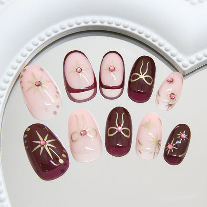 3D Maroon Nails-1028- Free 4 pc nail kit included