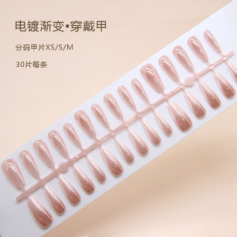 Ombre Glazed Viral Nails-015- Free 4 pc nail kit included (30 nails in one pack)