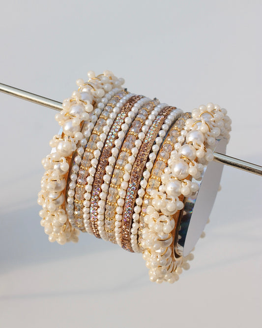 Glided Gleam Bangle Set-Copper Golden