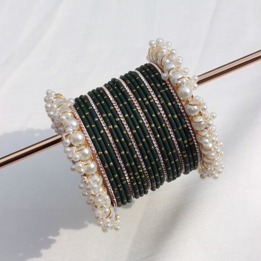 Azel Bangle Set- Dark Green