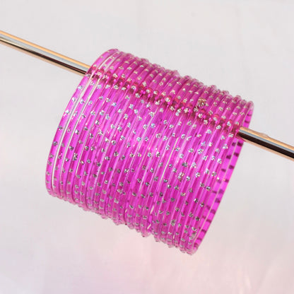 Aiyna- Viral Handmade Glass Bangles-Shocking Pink-70