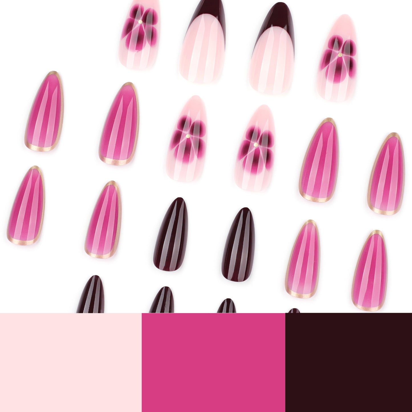 Nails-3826- Almond nails- Free 24 pc Sticker Sheet  included