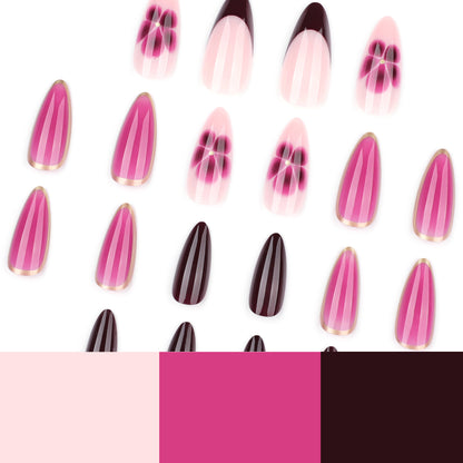 Nails-3826- Almond nails- Free 24 pc Sticker Sheet  included