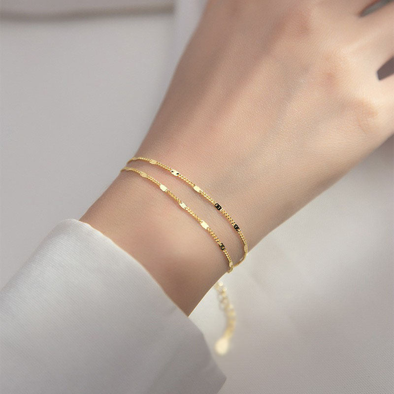 JBracelet/anklet (Stainless Steel) 18K Gold plated) Anti Tarnish Everyday wear Sleek Chain Bracelet -389-OM