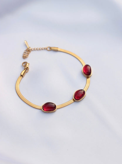 JBracelet- Non Tarnish - 24K Gold plated Anti Tarnish Everyday wear Bracelet-372 Red