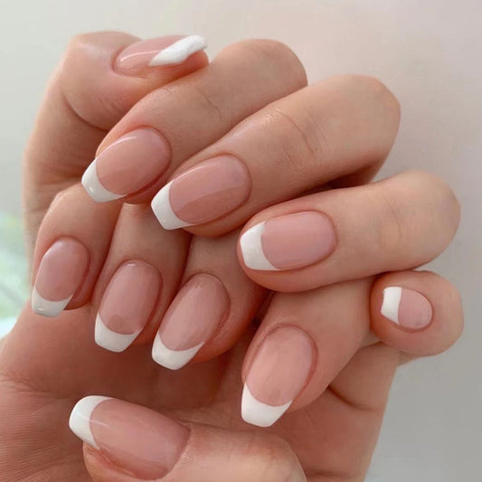 Square French Nails-2419 - Free 4 pc nail kit included
