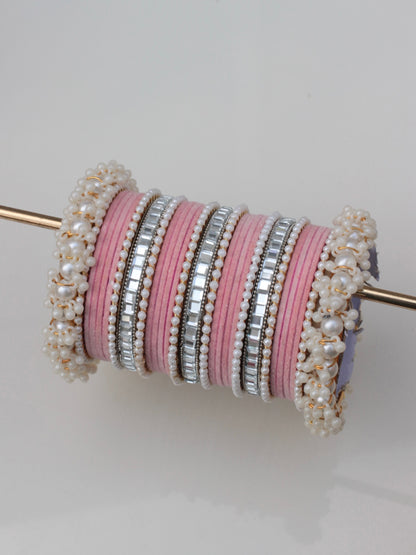Velvet Luxe Bangle Set-6-Baby Pink