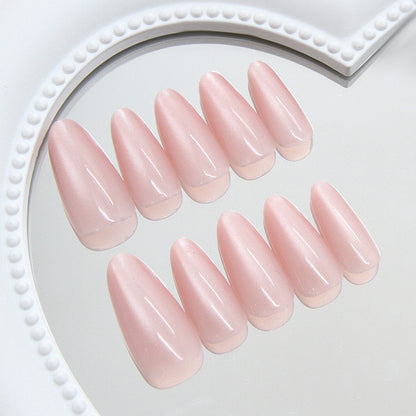 Cat eye Nails-196-Medium Length Almond nails- Free 24 pc Sticker Sheet included
