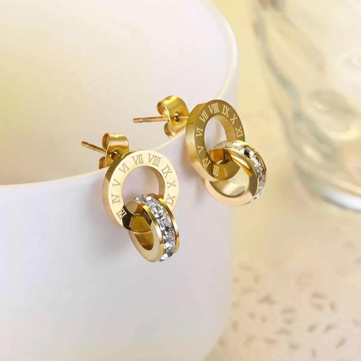 Crystal Charm Stud Earrings (N225)