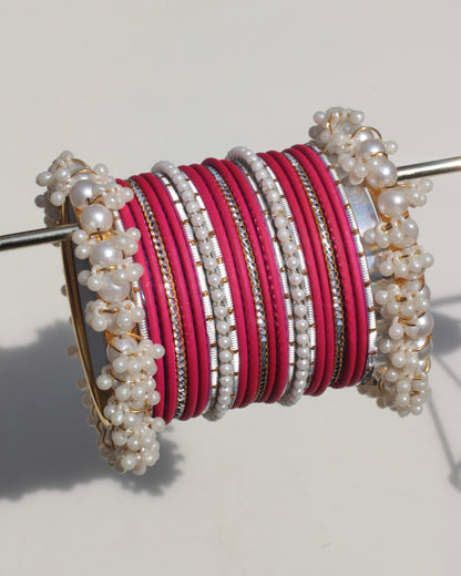 Dotted Noor-e-Moti-Radical Red