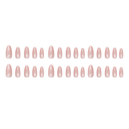 Cat eye Nails-196-Medium Length Almond nails- Free 24 pc Sticker Sheet included