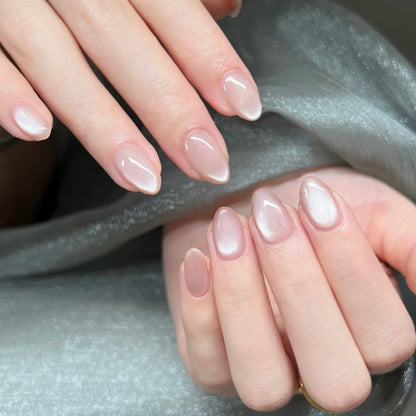 Cat-eye Nails-1897-Medium Length Almond nails- Free 4 pc nail kit included